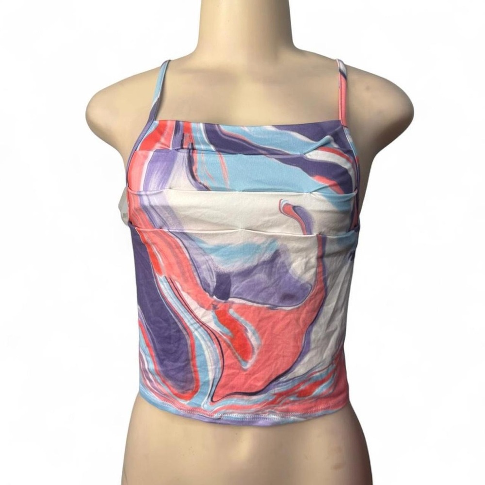 Women’s Marble Print Strappy Cami Top - Multicolor